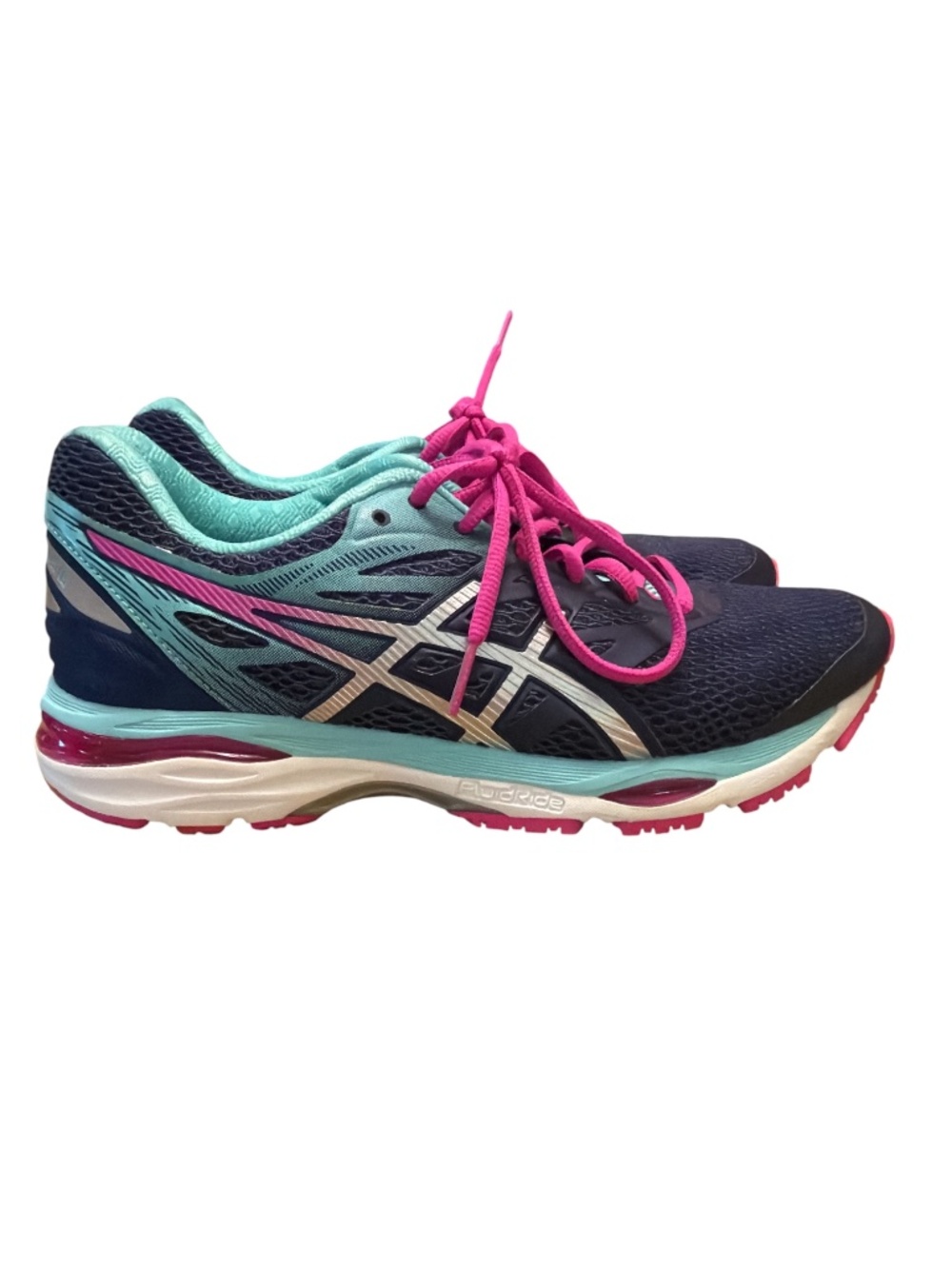 ASICS Gel Cumulus 18 Running Shoes Navy Teal Pink Athletic Sneakers
